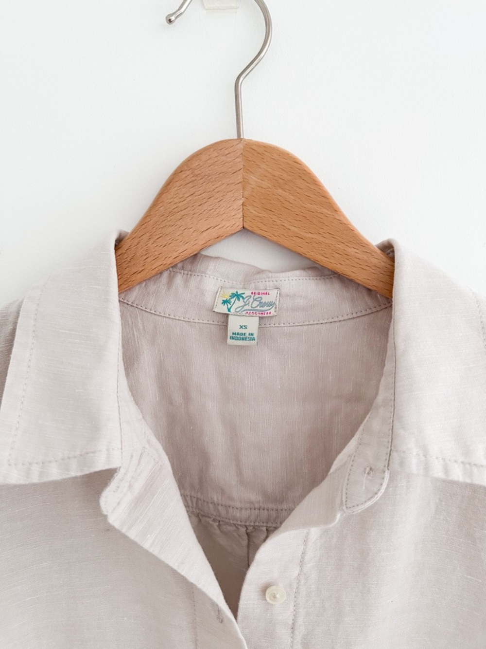 J. Crew Light Beige Button-Down Linen Shirt - Picture 2 of 7